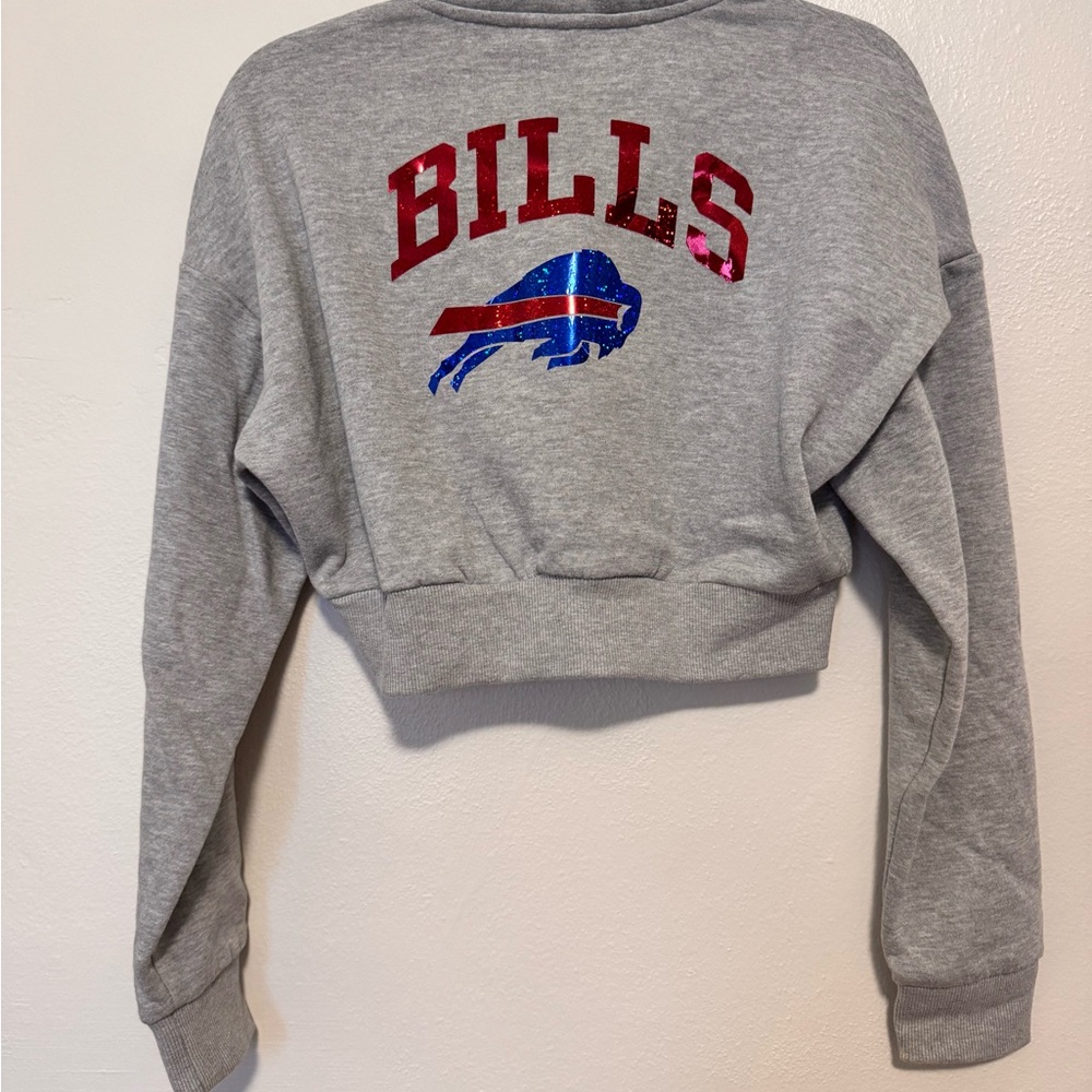 Gray Buffalo Bills Cropped Sweatshirt
